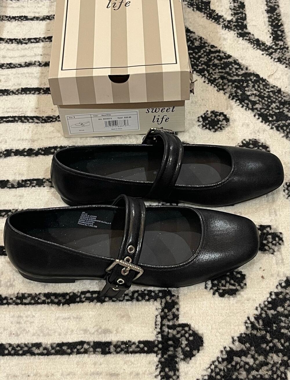 NIB Sweet Life Black Ballet Flats Shoes Size 9